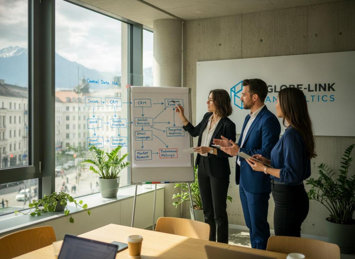 Marketing team mapping lead sources on whiteboard—key step in learning how to automate B2B lead generation