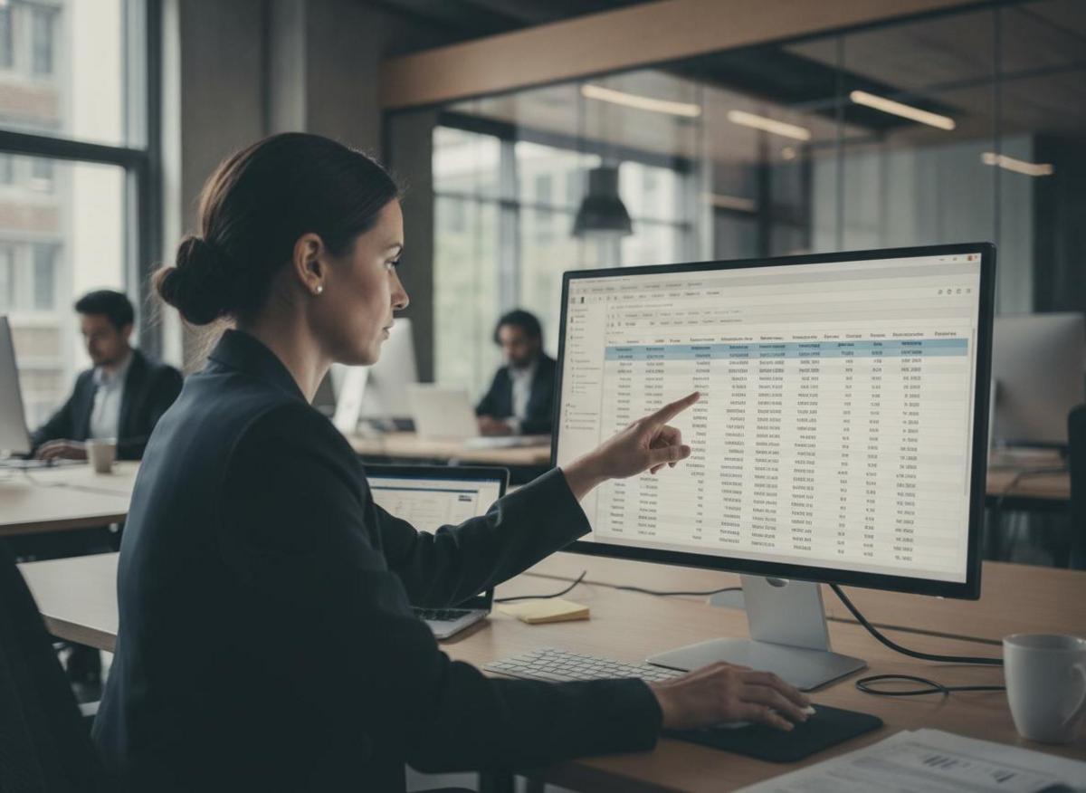 Business professional reviewing B2B software pricing spreadsheet — make.com vs zapier for marketing cost comparison