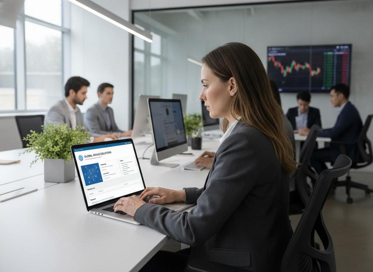 Marketing professional setting up LinkedIn company page on laptop — linkedin company page optimization guide in action