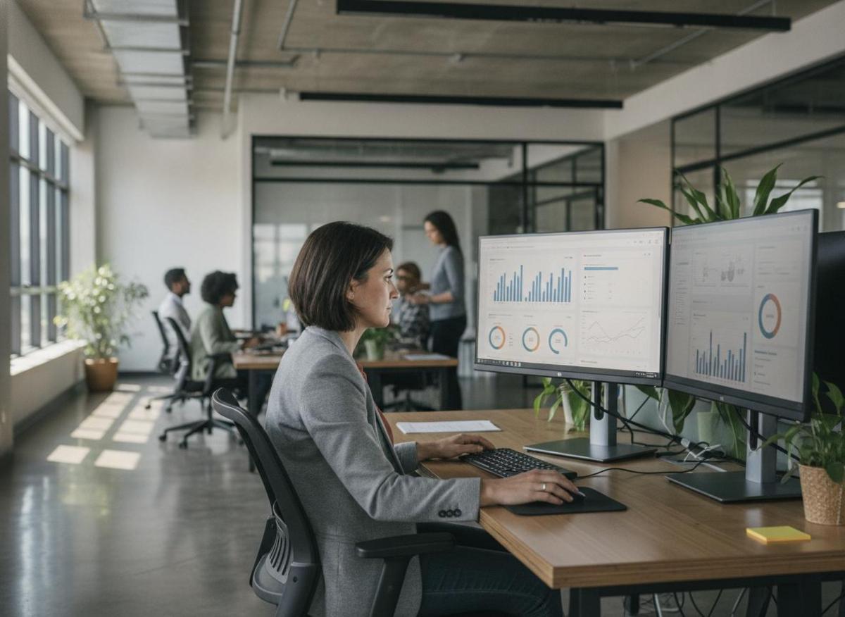 IT professional analyzing page speed metrics on dual monitors — web design trends b2b companies prioritize for conversions